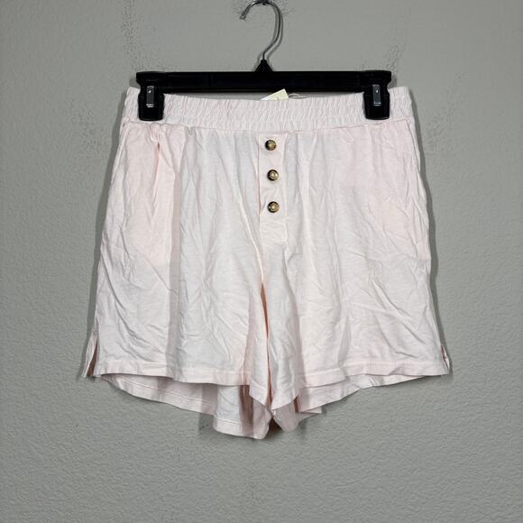 Donni Womens Small Henley Shorts Peony Light Pink Cotton Elastic Waist - Picture 1 of 9